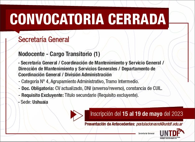 LLAMADO A CONVOCATORIA CAT. 4 SEC. GENERAL